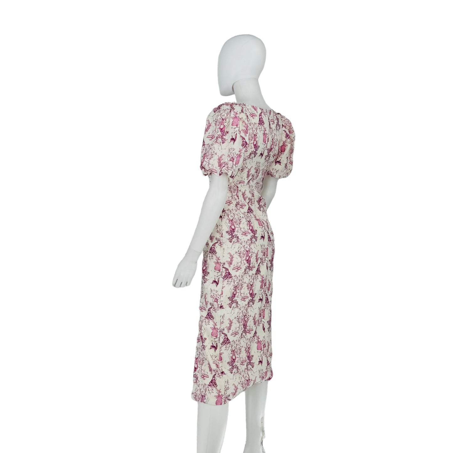Hyacinth House Pink and White Woodland Wilma Midi Dress