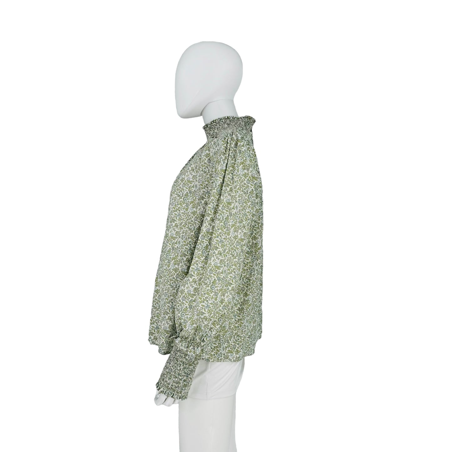Hyacinth House Sage Floral Mock Neck Long Sleeve Blouse