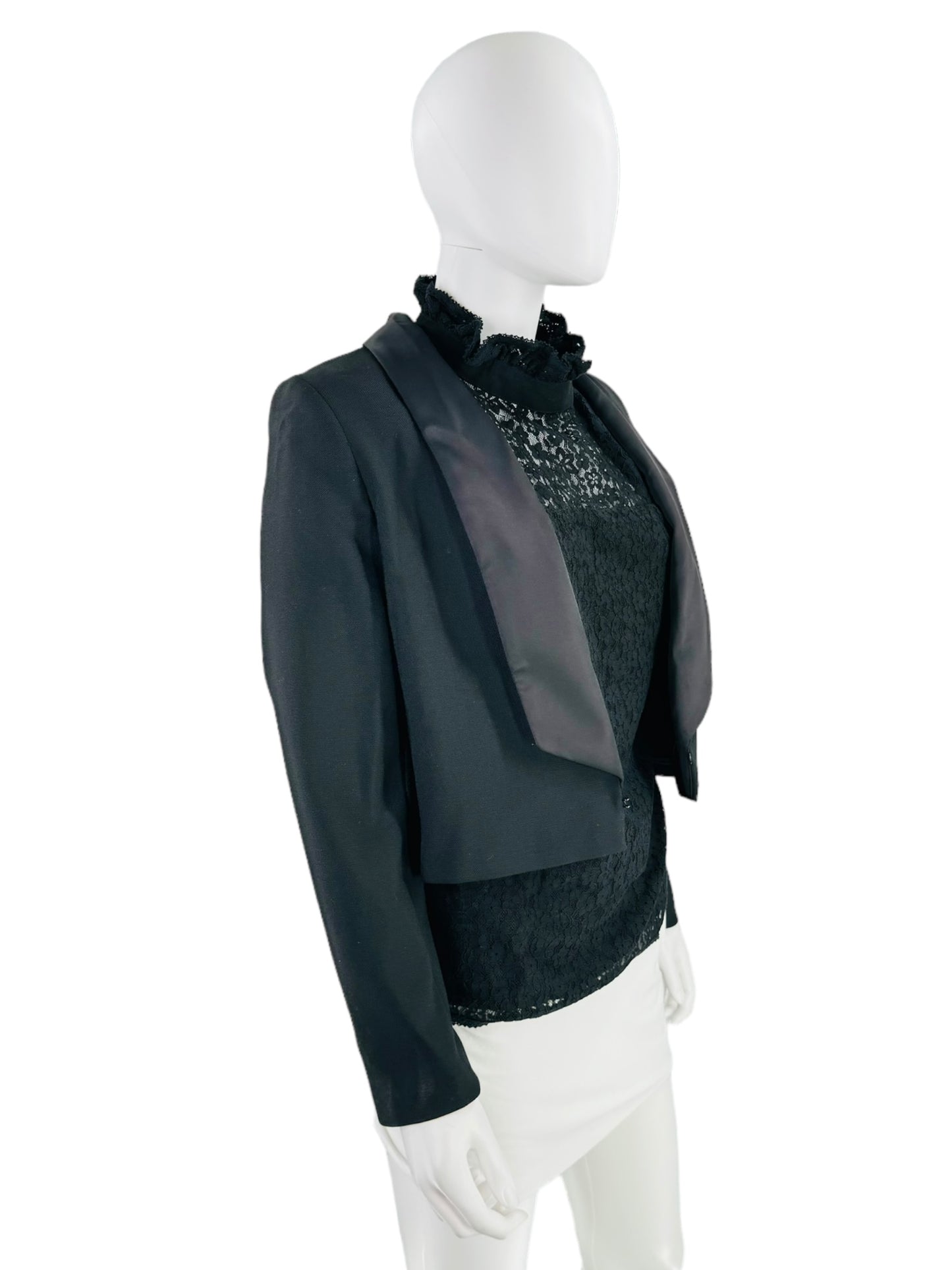 Rixo London Black Otto Cropped Tuxedo Jacket