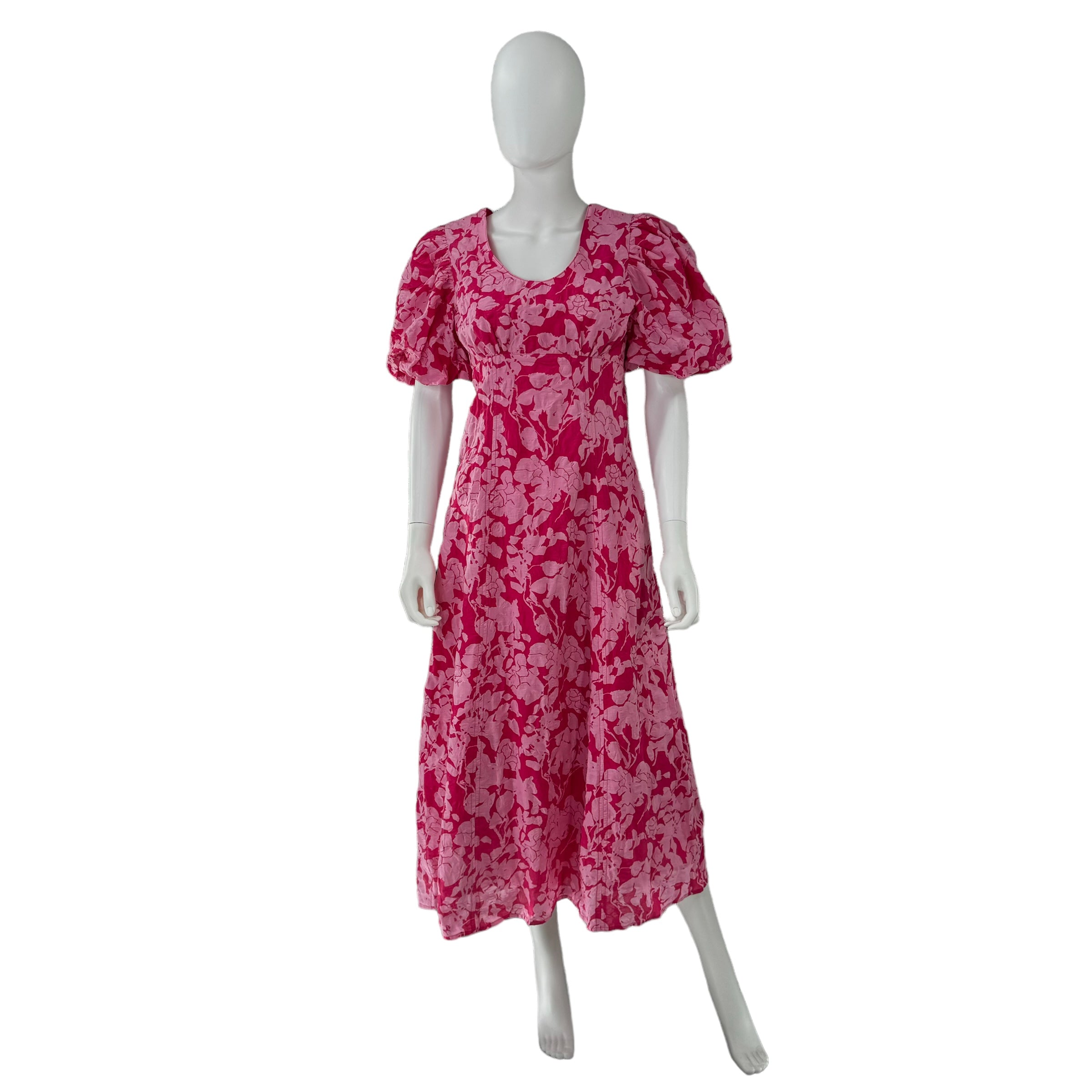 Hyacinth House Pink Floral Empire Ella Short Sleeve Maxi Dress
