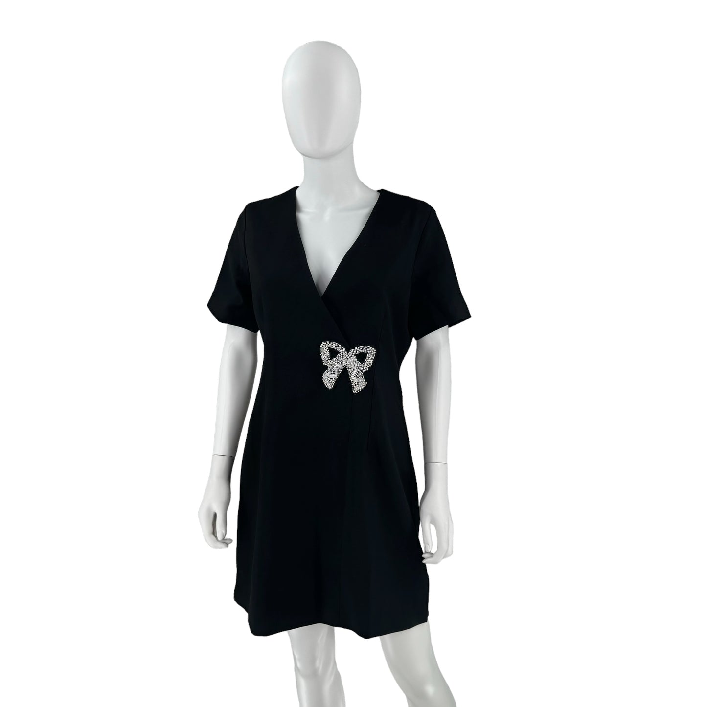 Hyacinth House Beaded Bow Amal Black Mini Dress