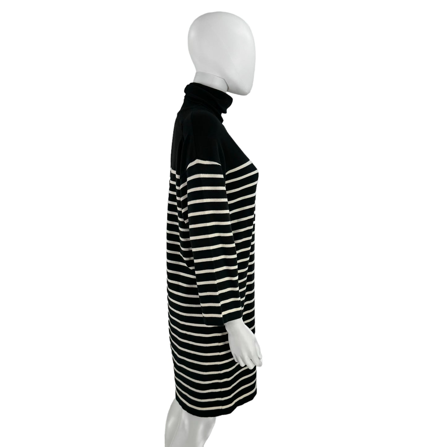 Pomander Place Black Striped Durand Turtleneck Long Sleeve Mini Dress