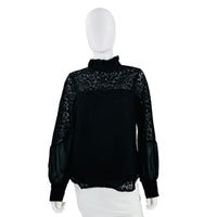 Tuckernuck Black Lace Rosalee Long Sleeve Blouse