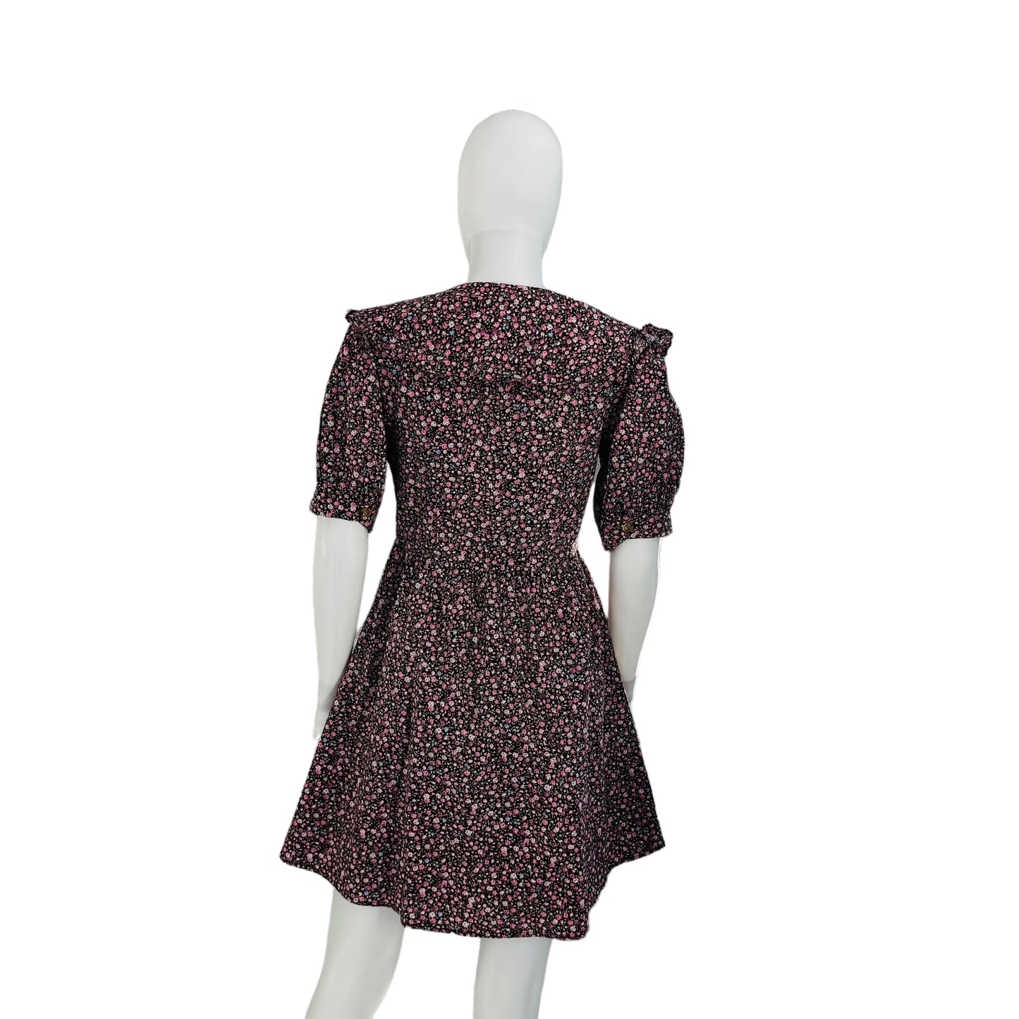 Hyacinth House Black and Pink Floral Victorian Inspired Sadie Mini Dress