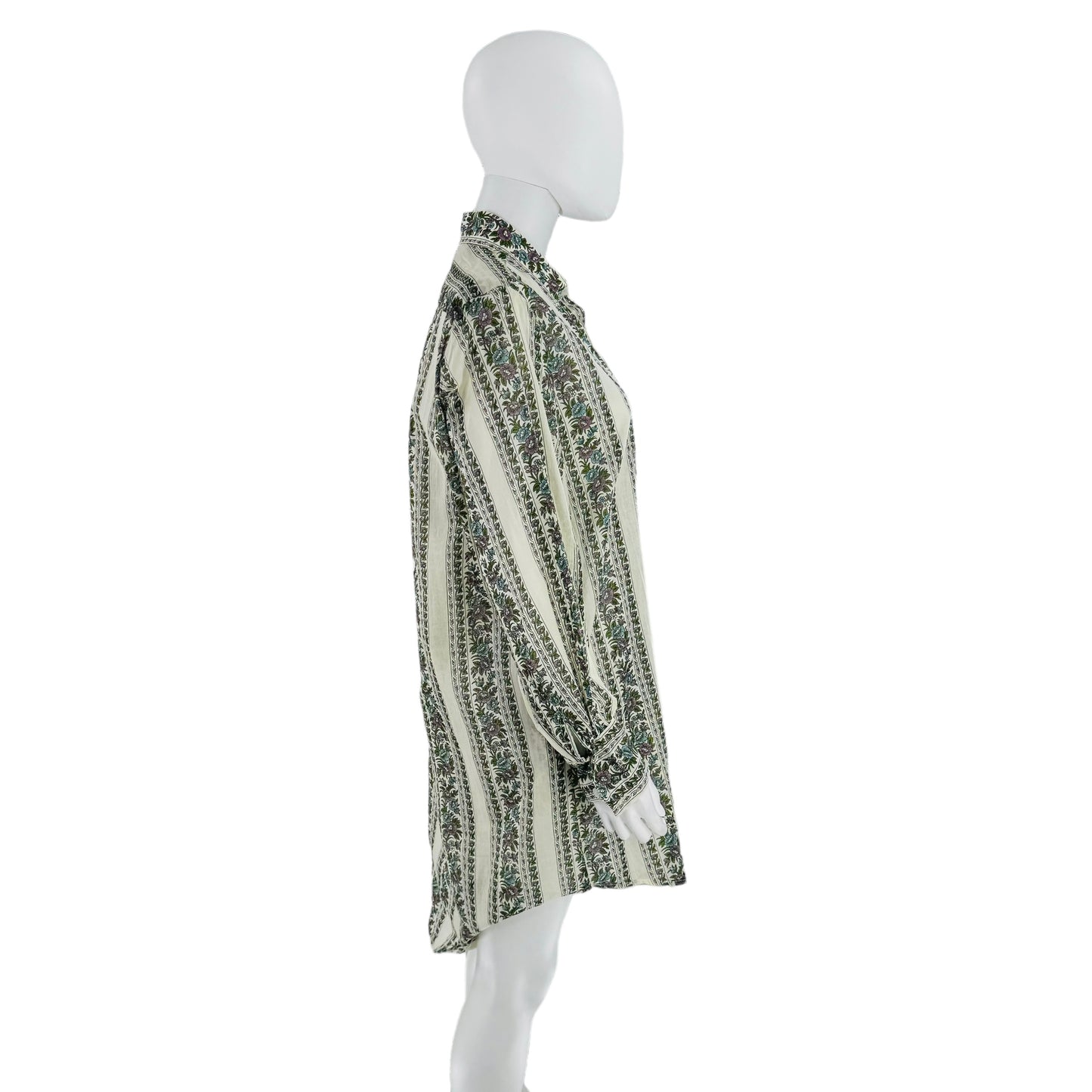 Millie Hollie Ivory Long Sleeve Mini Shirt Dress in Goa Floral Print