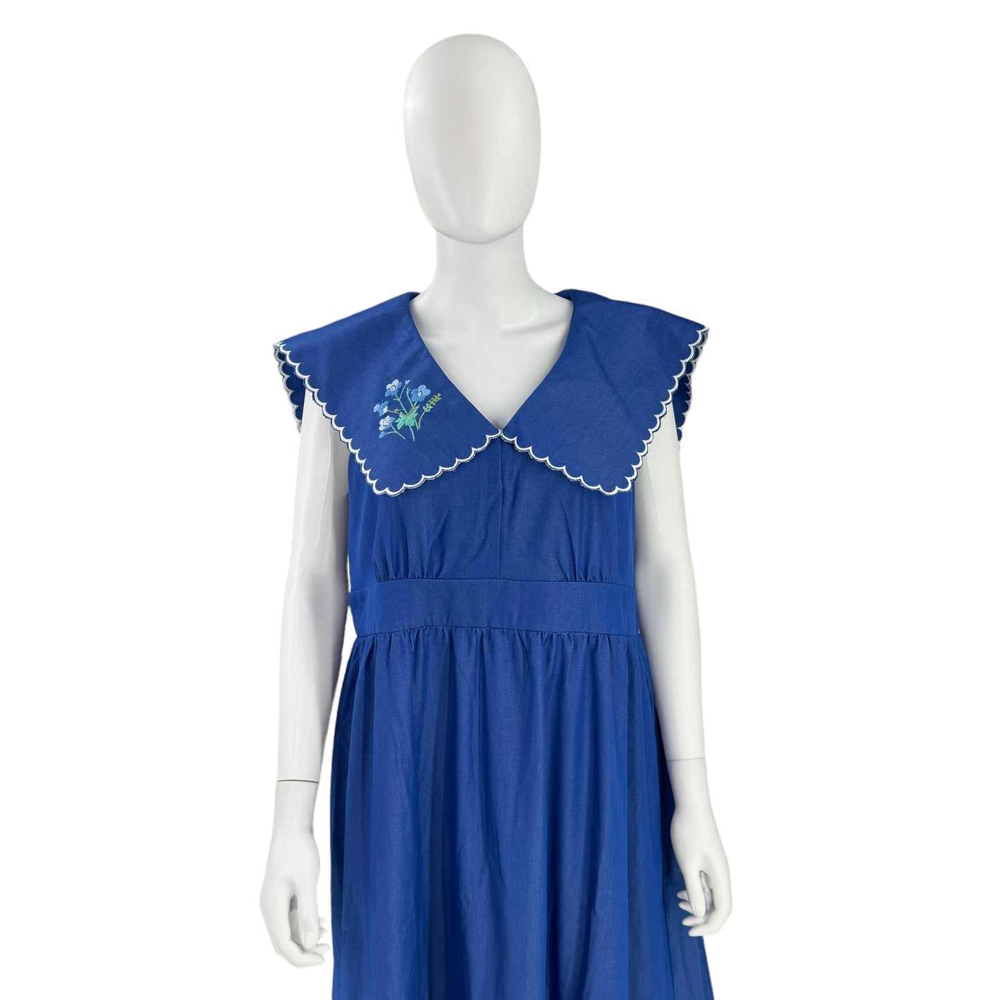 Tuckernuck Chambray Davis Blue Embroidered Victorian Midi Dress