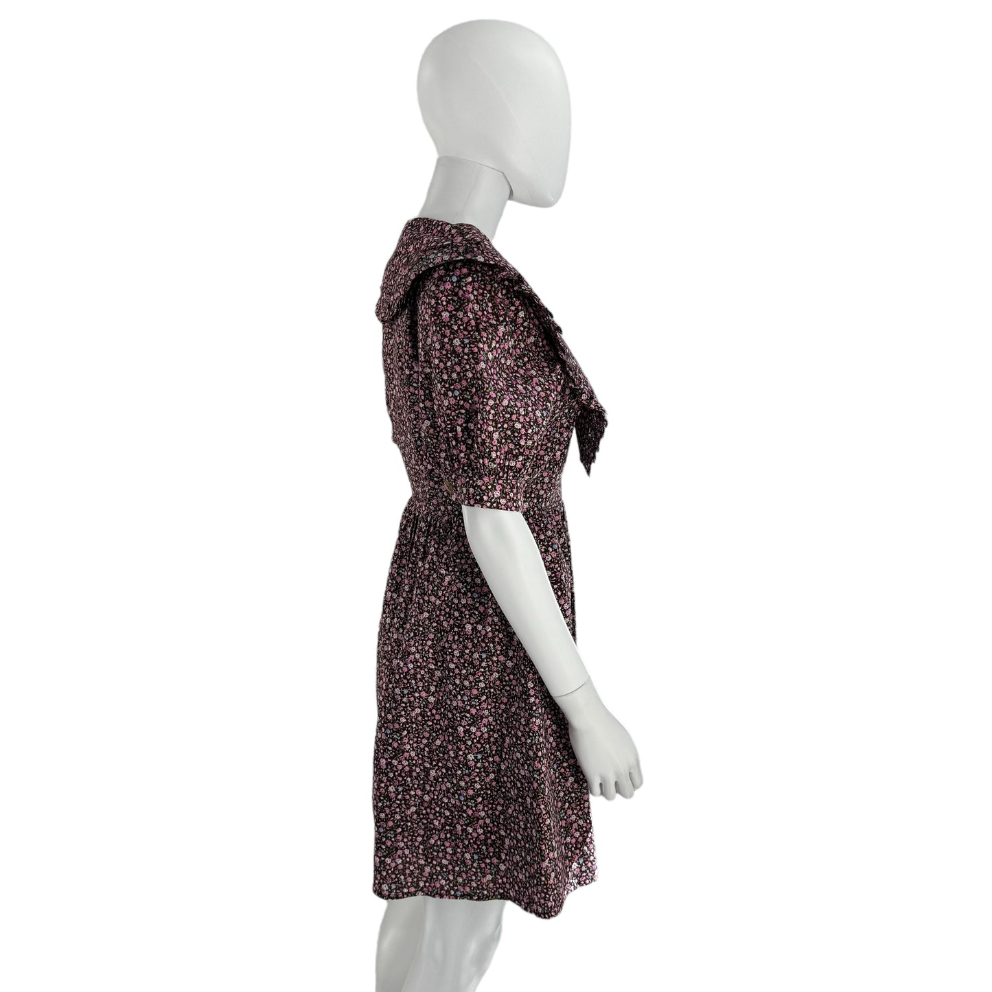 Hyacinth House Black and Pink Floral Victorian Inspired Sadie Mini Dress