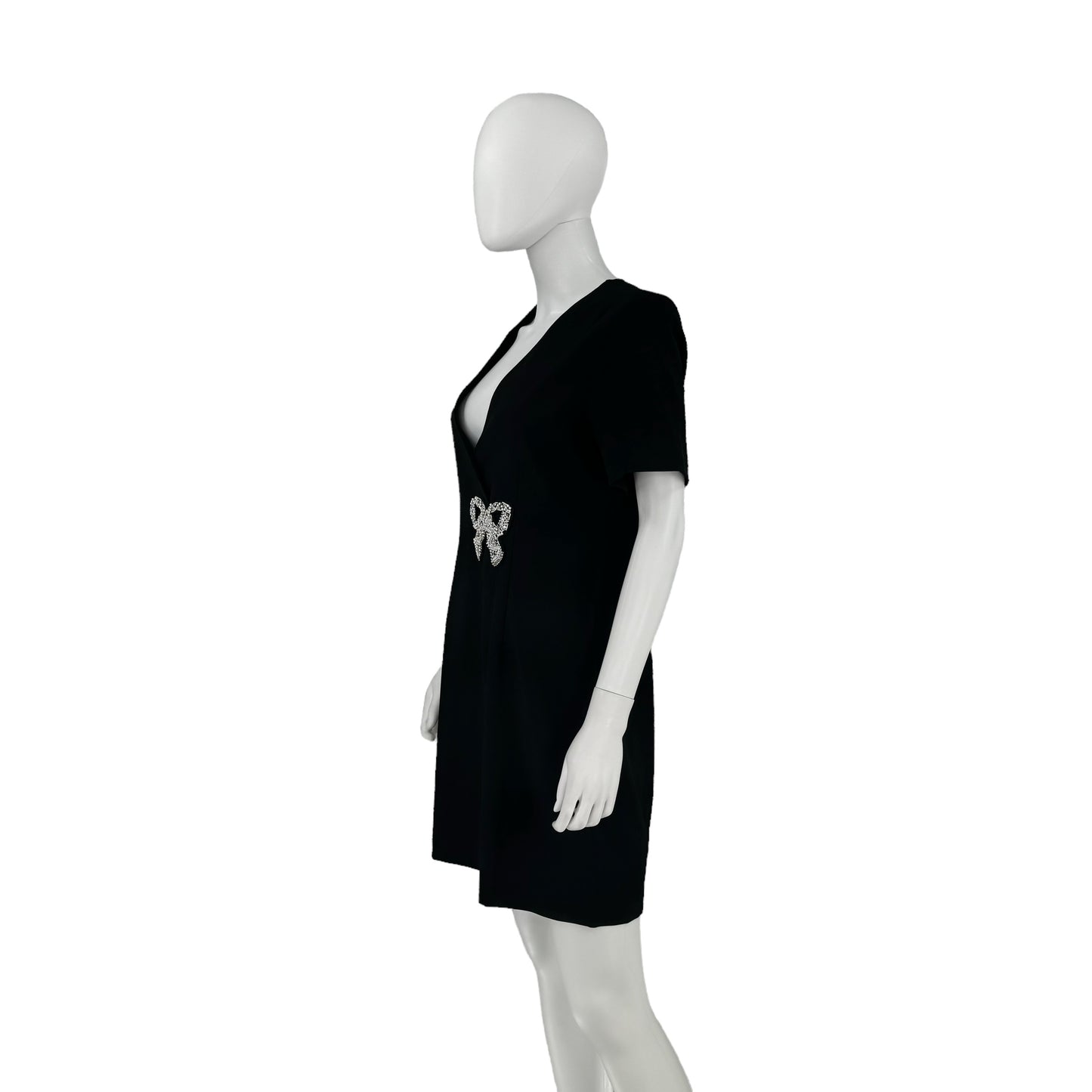 Hyacinth House Beaded Bow Amal Black Mini Dress