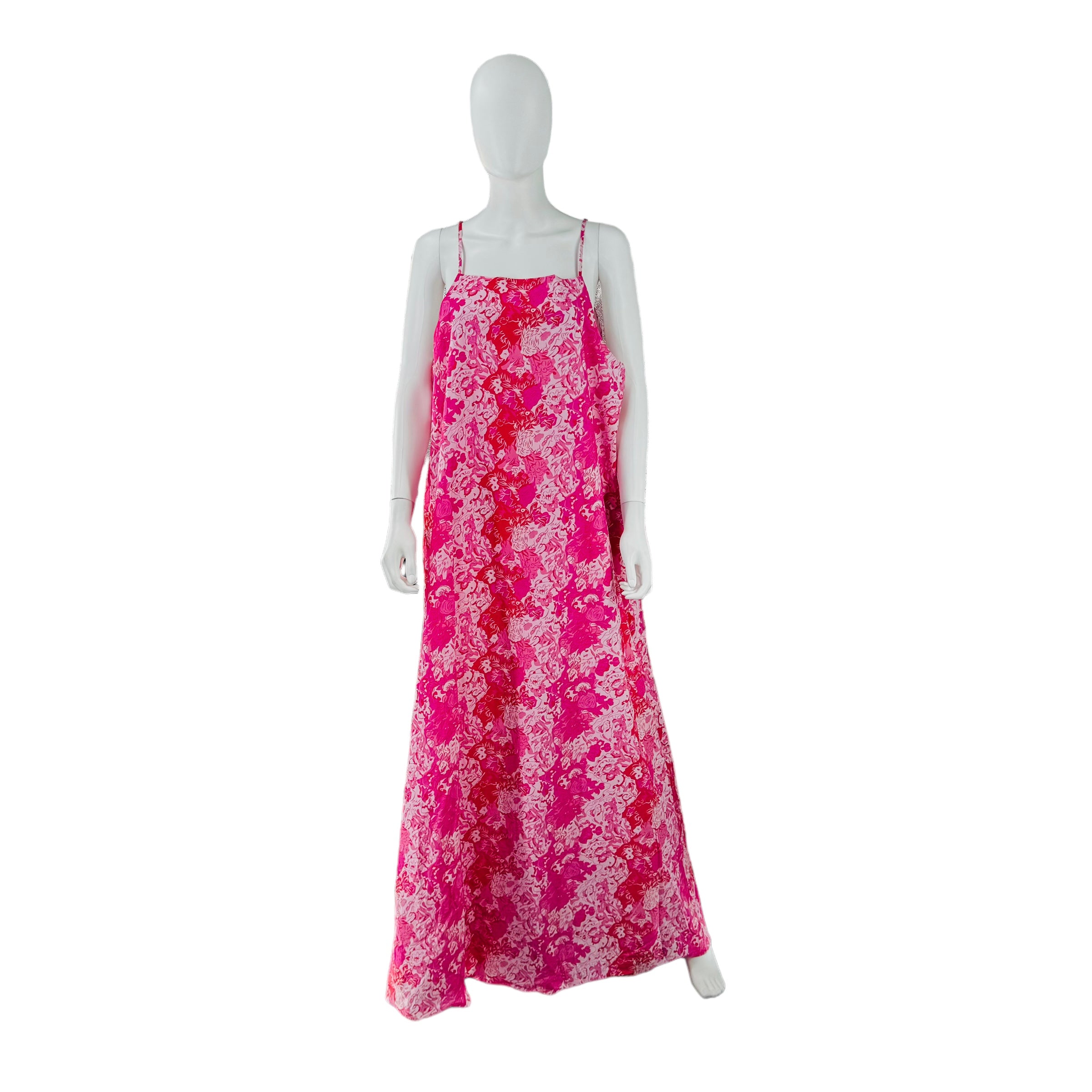 Hyacinth House Pink and Red Boho Floral High Neck Maxi Dress