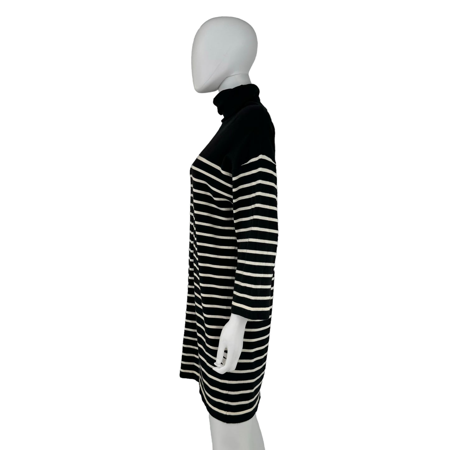 Pomander Place Black Striped Durand Turtleneck Long Sleeve Mini Dress