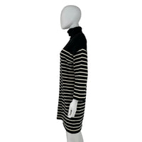 Pomander Place Black Striped Durand Turtleneck Long Sleeve Mini Dress