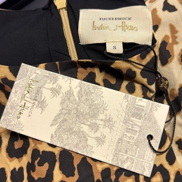 Tuckernuck x India Hicks NEW Leopard Domino Long Sleeve Party Mini Dress Size S
