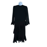 Tuckernuck NEW Black Sasha Long Sleeve Formal Ruffle Party Midi Dress Size S