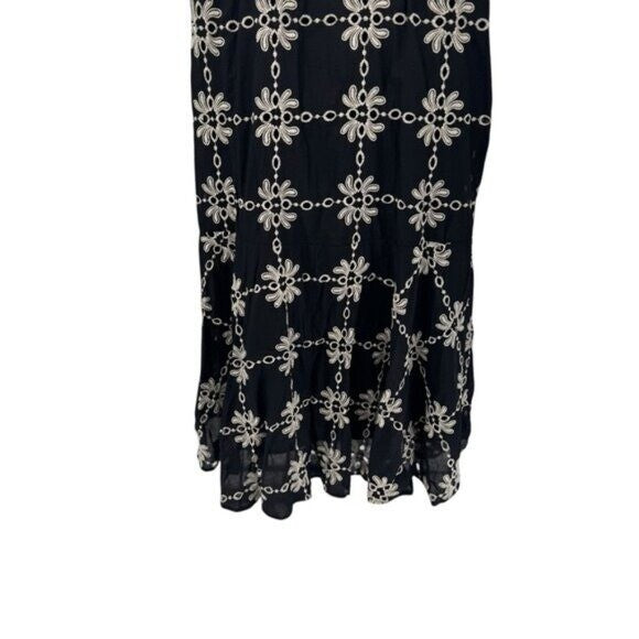 Tuckernuck NEW Black Eyelet Lewis Puff Sleeve Embroidered Maxi Dress Size XS