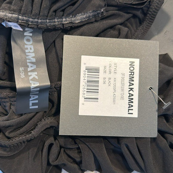 Norma Kamali Off Shoulder Slinky Jersey Stretch Bodycon Dress in Black Size S