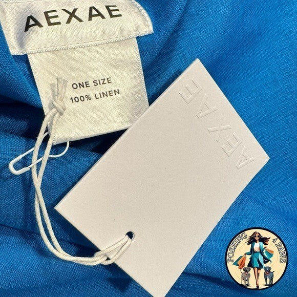 AEXAE Linen Wrap Beach Sarong Swim Cover Up Midi Skirt Pareo Ibiza Blue One Size