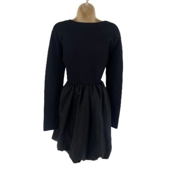 HYACINTH HOUSE NEW Black Bubble Skirt Cecilia Long Sleeve Mini Dress Size XS