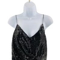 Petal & Pup | NEW Riri Sequin Cocktail V-Neckline Wrap Mini Dress Black Size L