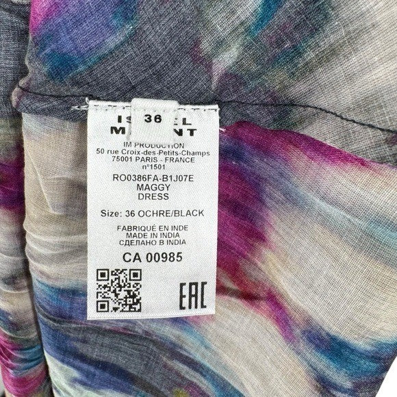 Isabel Marant Etoile NEW Maggy Black Watercolor Button Down Midi Dress Size S