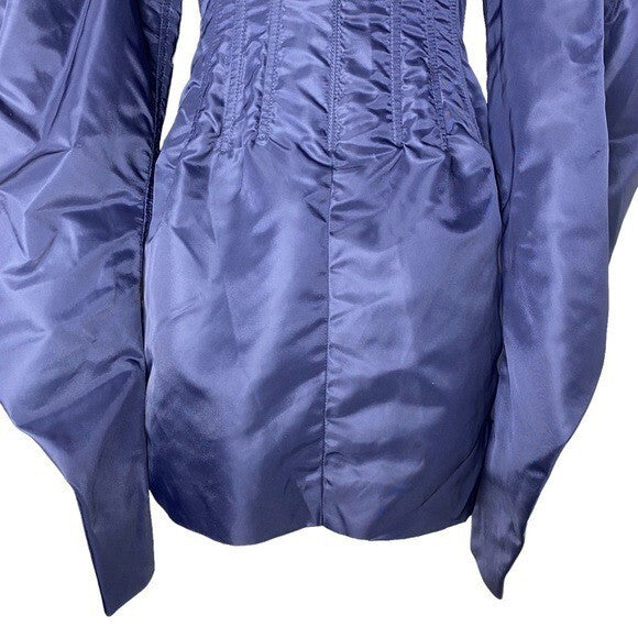 LaQuan Smith Off the Shoulder Formal Puff Sleeve Mini Dress in Navy Size S NEW