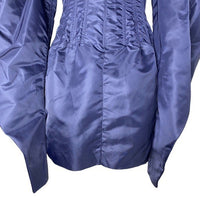 LaQuan Smith Off the Shoulder Formal Puff Sleeve Mini Dress in Navy Size S NEW