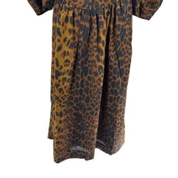 Tuckernuck NEW Leopard Graciela Puff Sleeve Square Neck Midi Dress Size 14