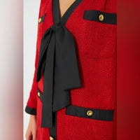 Pomander Place NEW Red Coco Tweed Long Sleeve Retro Preppy Mini Dress Size XXL