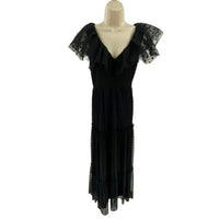 Tuckernuck NEW Black Onyx Tulle Giselle Formal V Neck Party Maxi Gown Size M