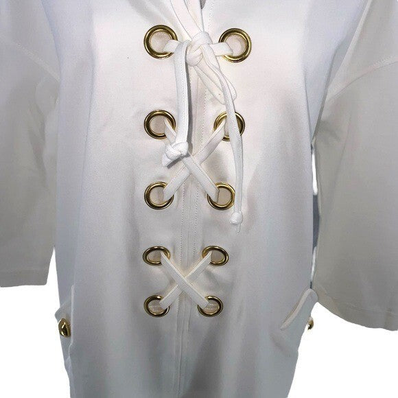 Tuckernuck NEW White Ellington Three-quarter Sleeve Cocktail Mini Dress Size XL