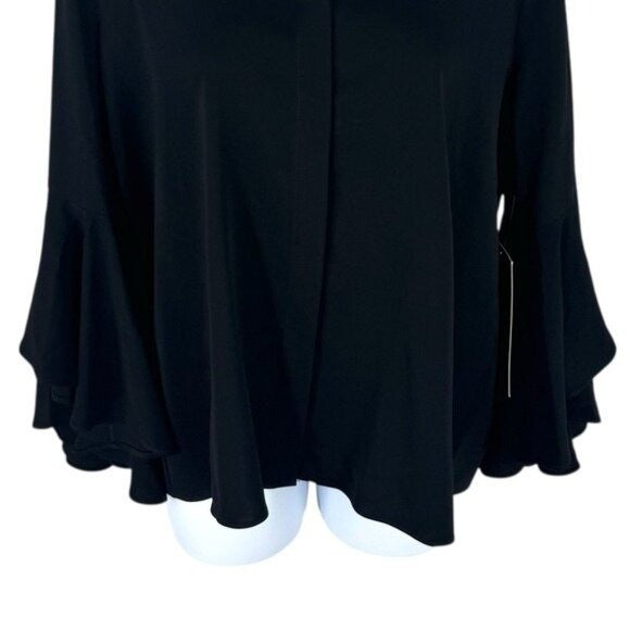 Tuckernuck NEW Black Norah Bell Sleeve Collared Button Down Blouse Top Size XXXL
