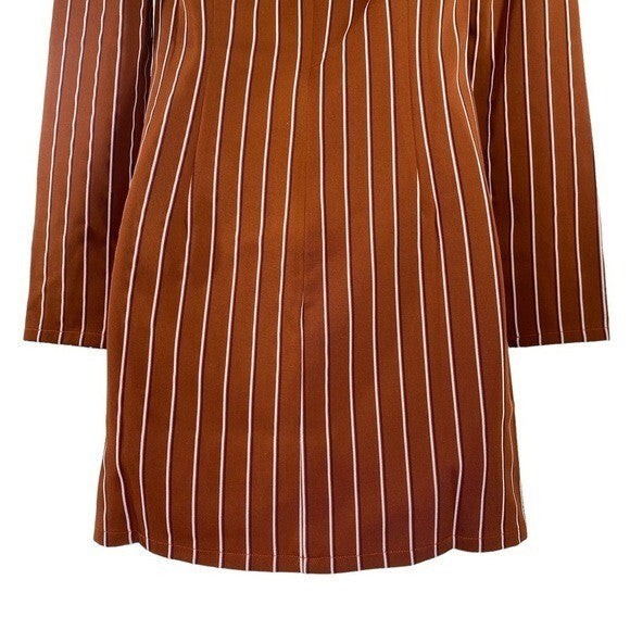 Privacy Please | NEW Curtis Long Sleeve Mini Dress in Tan Stripe Size XS