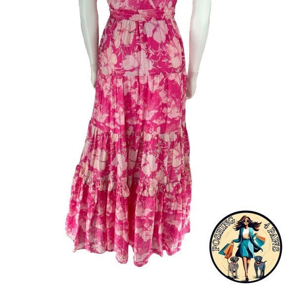 LoveShackFancy | NEW Karalie Silk Blend Maxi Dress in Holiday Sun Fuchsia Size 2