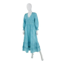 Pink City Prints NEW Blue Isabel Maxi Dress Ocean Ditsy Flower Size Small