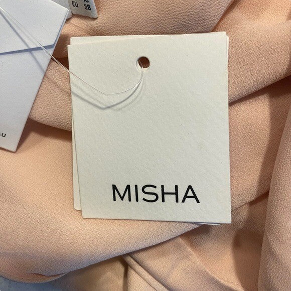 MISHA NEW Maryan One Shoulder Formal Cut Out Midi Dress in Rose Pink Size 6