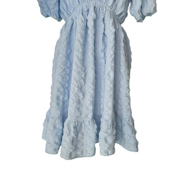 Hyacinth House NEW Blue Emersyn Textured Short Sleeve Party Mini Dress Size XS