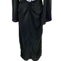 Petal & Pup NEW Sienna Satin Formal Black Midi Dress Matching Set Size L