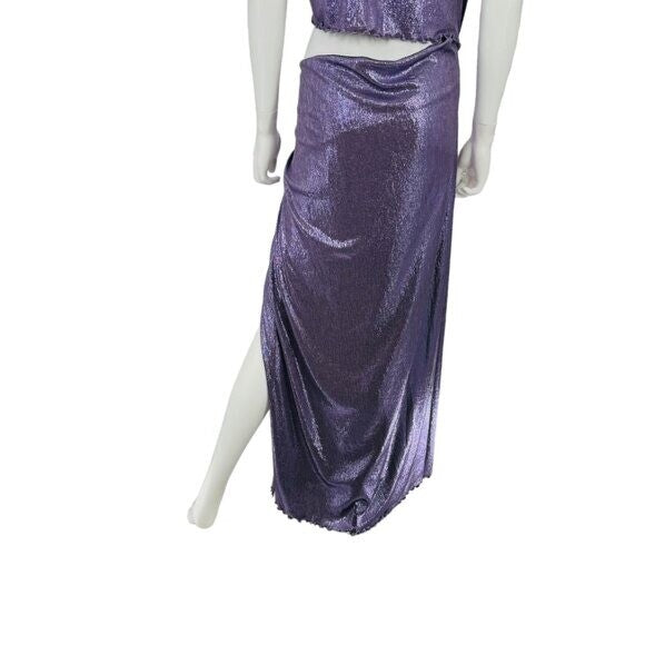 Camila Coelho NEW Marge Formal Metallic Cut Out Midi Dress in Lilac Size XL