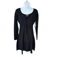 Hyacinth House NEW Black Metallic Long Sleeve Selena Knit Mini Dress Size L