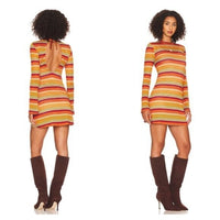 Only Hearts NEW Kingston Bell Sleeve Crochet Mini Dress in Orange Multi Size XS