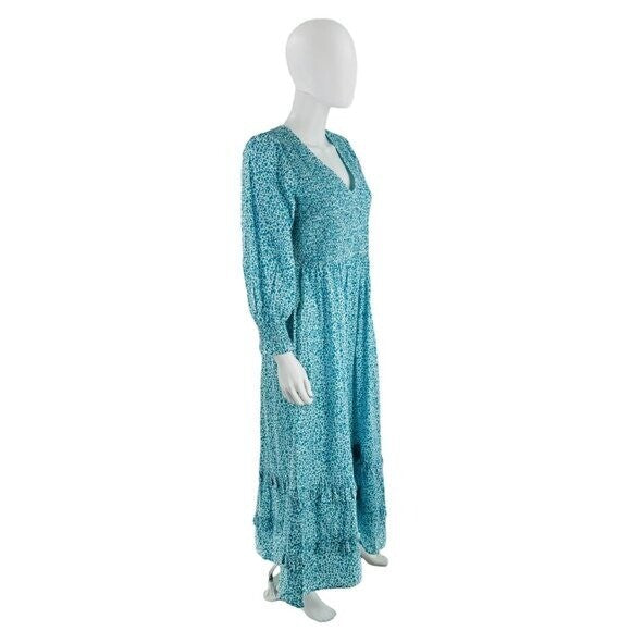 Pink City Prints NEW Blue Isabel Maxi Dress Ocean Ditsy Flower Size Small