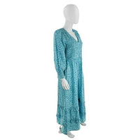 Pink City Prints NEW Blue Isabel Maxi Dress Ocean Ditsy Flower Size Small