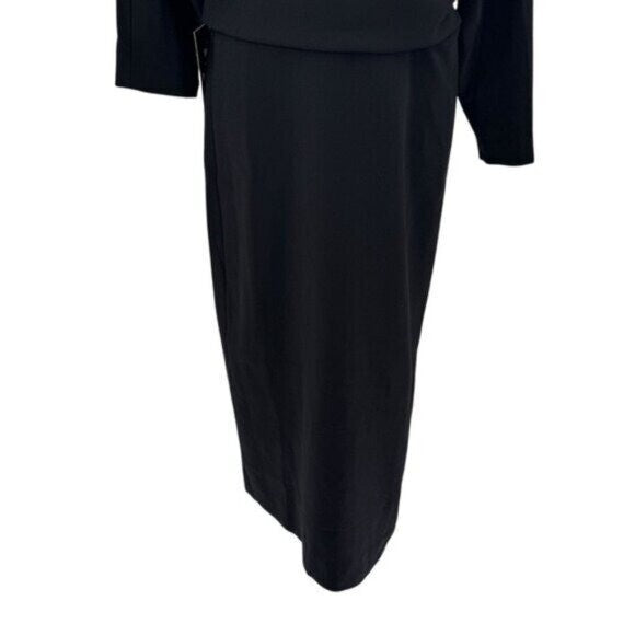Tuckernuck NEW Black Esta Formal Long Sleeve Asymmetrical Midi Dress Size 6