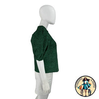 Hyacinth House NEW Green Jacquard Floral Puff Sleeve Noelle Blouse Size XS