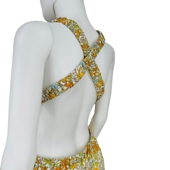 Hyacinth House NEW Yellow Pastel Retro Floral Maggie Maxi Dress Size Small