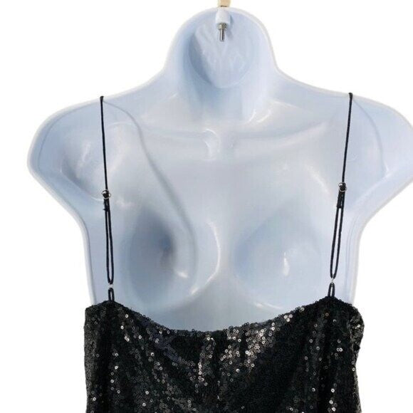Petal & Pup | NEW Riri Sequin Cocktail V-Neckline Wrap Mini Dress Black Size L