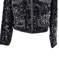 Self-Portrait NEW Black Sequin Cropped Evening Cocktail Party Jacket Size 0 XS