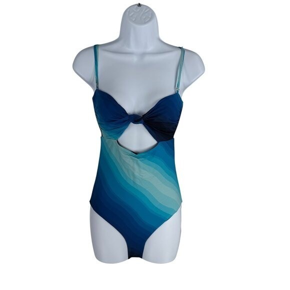 Cala De La Cruz NEW Paradiso Violeta Blue Ombre One Piece Swimsuit Size S