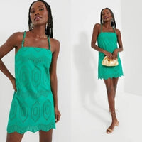 Hyacinth House NEW Green Eyelet Beaded Strap Mini Ibiza Cocktail Dress Size XXL