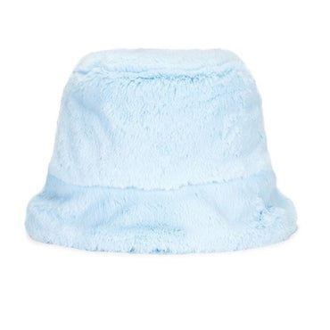 Gladys Tamez Millinery NEW Faux Fur Y2K Bucket Hat in Baby Blue One Size