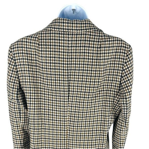 Akris Punto NEW Brown & Black Houndstooth Wool Boyfriend Blazer Size 10